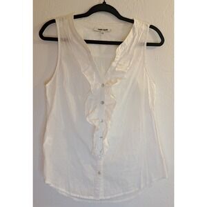 Daniel Rainn Wht Ruffle Button Dobby Dot Blouse M Fairy Boho Angel Cottagecore